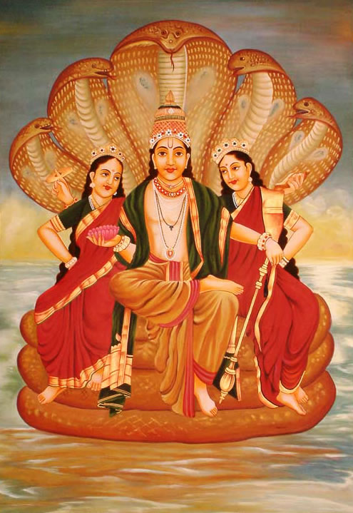 Lord Visnu with Bhu and Sri devi